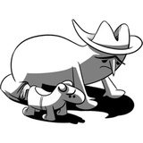 Mean Cowboy & Tiny Horse WhatsApp Sticker #11