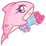 Pink Shark WhatsApp Sticker #2
